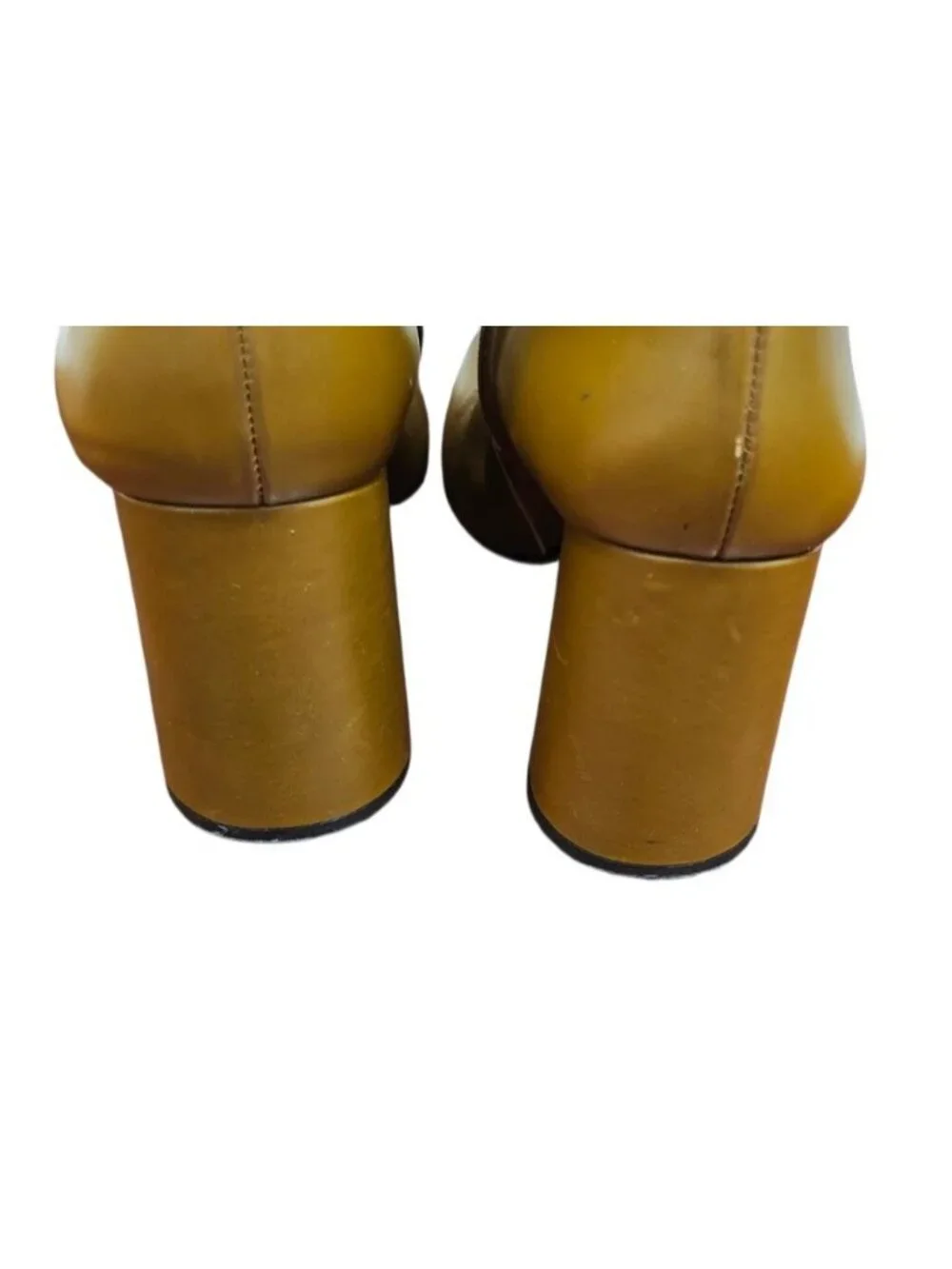 ZARA Camel Brown Leather Knee High Boots Block Heel Square Toe Women's EU 40US 9